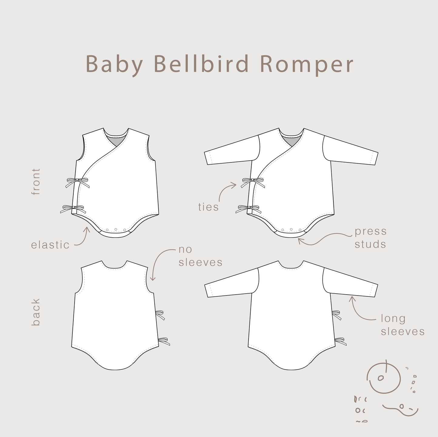 Baby Bellbird Romper + Top DIGITAL Pattern