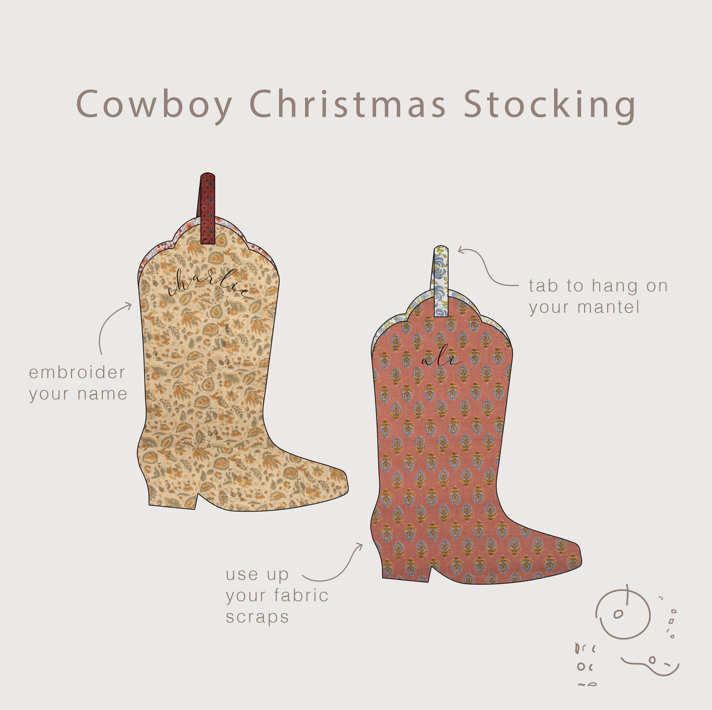 Cowboy Christmas Stocking - Digital Pattern