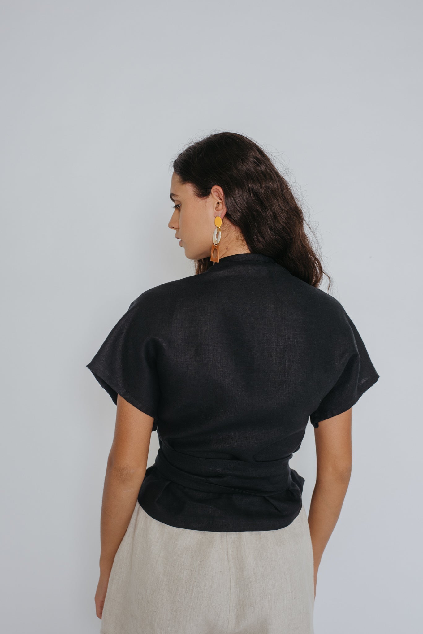 Bellbird Linen Wrap Top