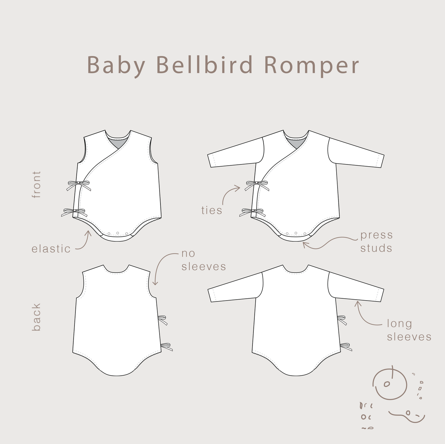 Baby Bellbird Romper + Top Modèle NUMÉRIQUE