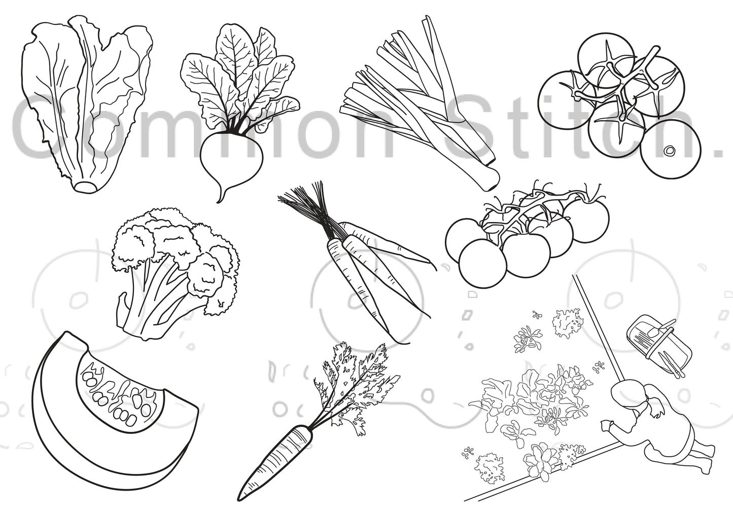 Veggie Patch Apron Pattern + Templates - Digital Pack